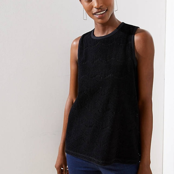 LOFT Tops - Loft Velvet Lace Shell Sleeveless Blouse Black NWT